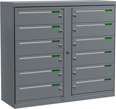 Fastighetsbox och postbox för fastighet och entré